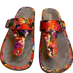 Alegria Carina Iris #CAR-135 Floral Multicolor Leather Platform Sandal Sz 10